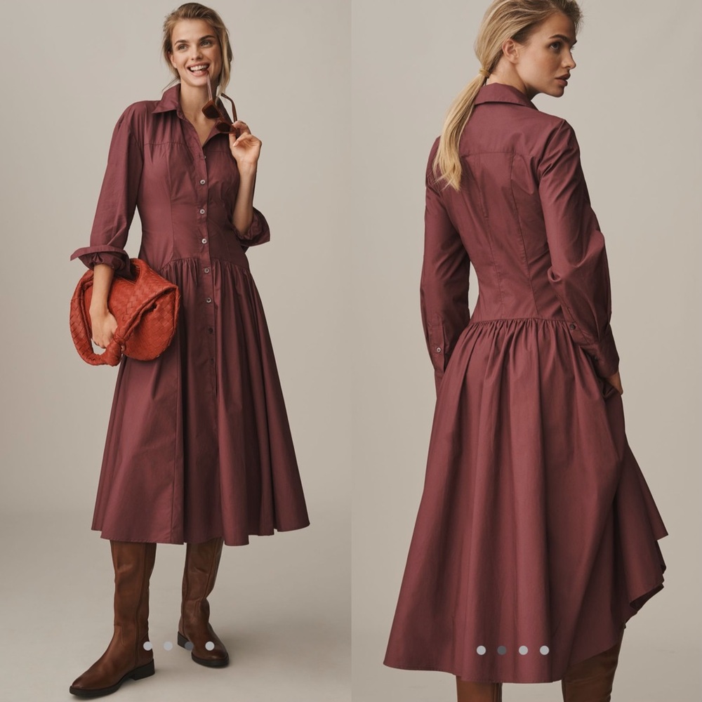 By Anthropologie Drop Waist midi shirt dress